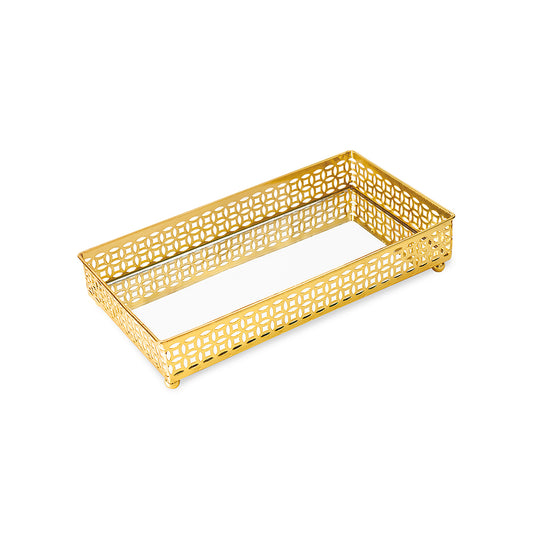 Bandeja em metal com espelho 12,5x24cm