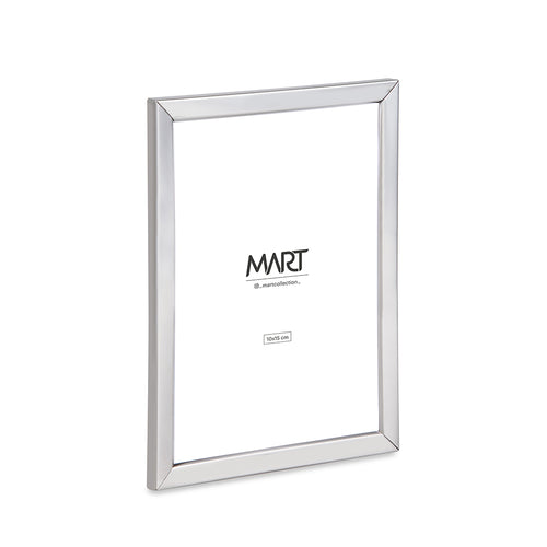 Porta-Retrato de Fotos em Metal Prata com Borda Lisa