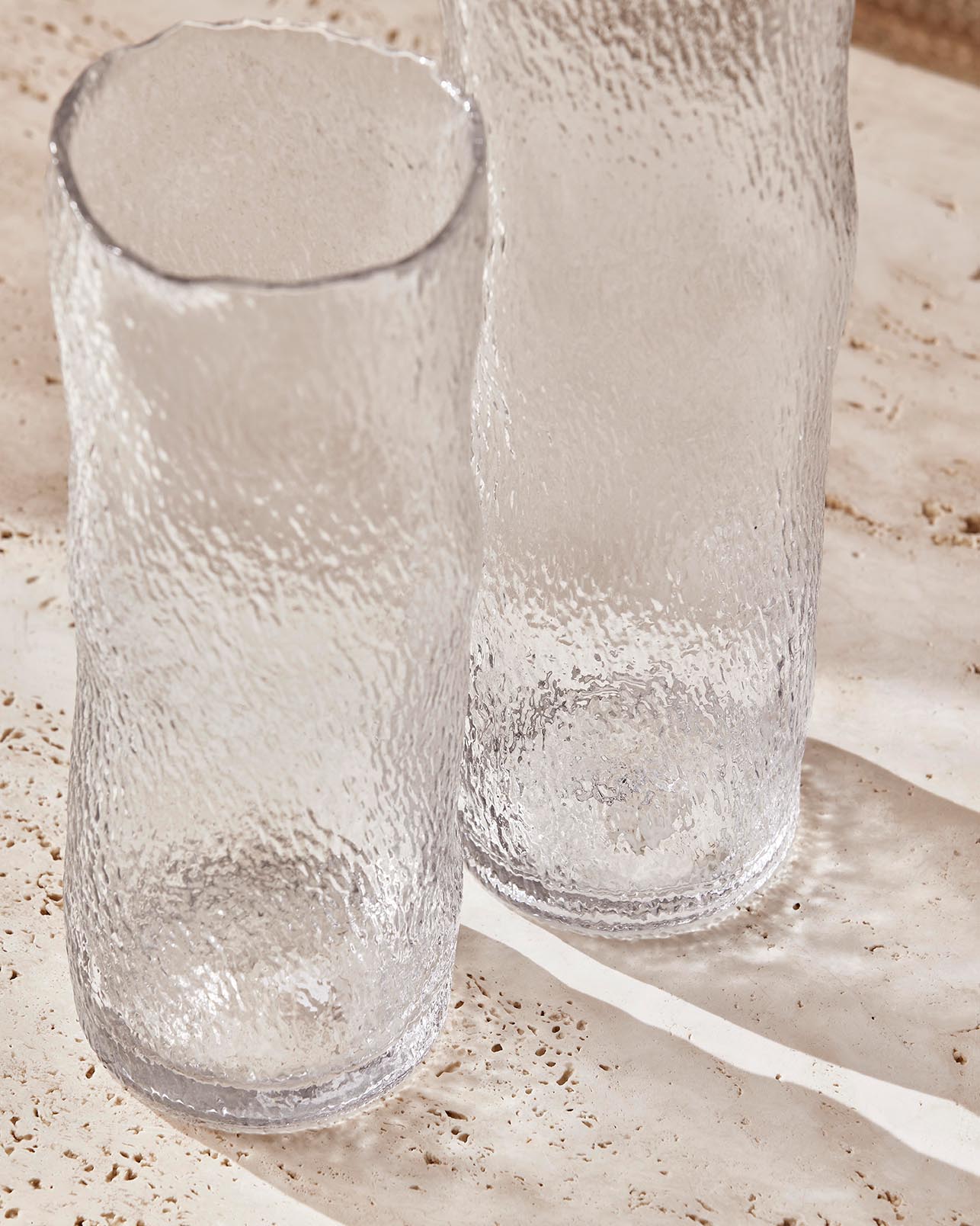 Vaso de Vidro Cilíndrico Texturizado 38 cm