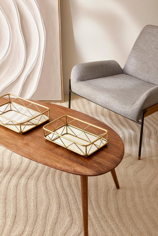 Bandeja em Metal Dourado Sofisticada para Decoração