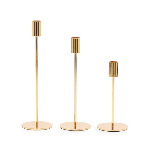 Castiçal Porta-Vela em Metal Dourado Minimalista