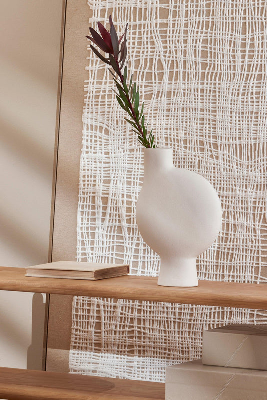 Vaso em Cerâmica Branco Decorativo Atemporal