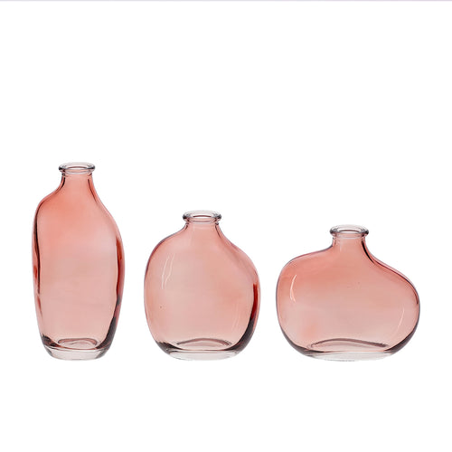 Mini Vaso em Vidro Rosé para Flores