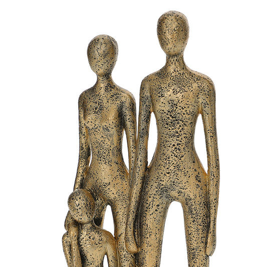 Escultura Família Decorativa Ouro Velho
