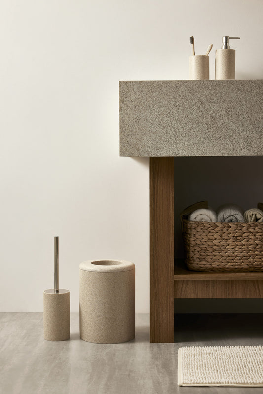 Copo Porta Escova Bege para Banheiro e Lavabo | Terra Suave