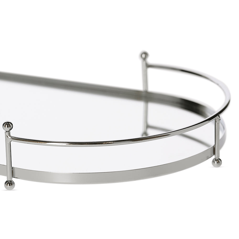 Bandeja Espelhada em Metal Decorativo Moderno e Funcional Grande