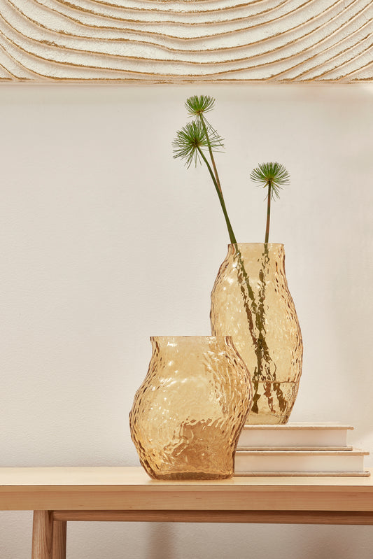 Vaso Decorativo em Vidro Orgânico Marrom M