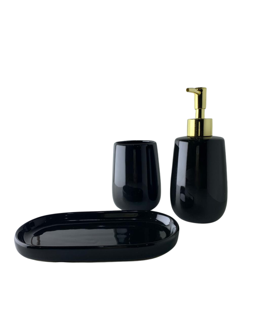Conjunto banheiro em cerâmica - Preto