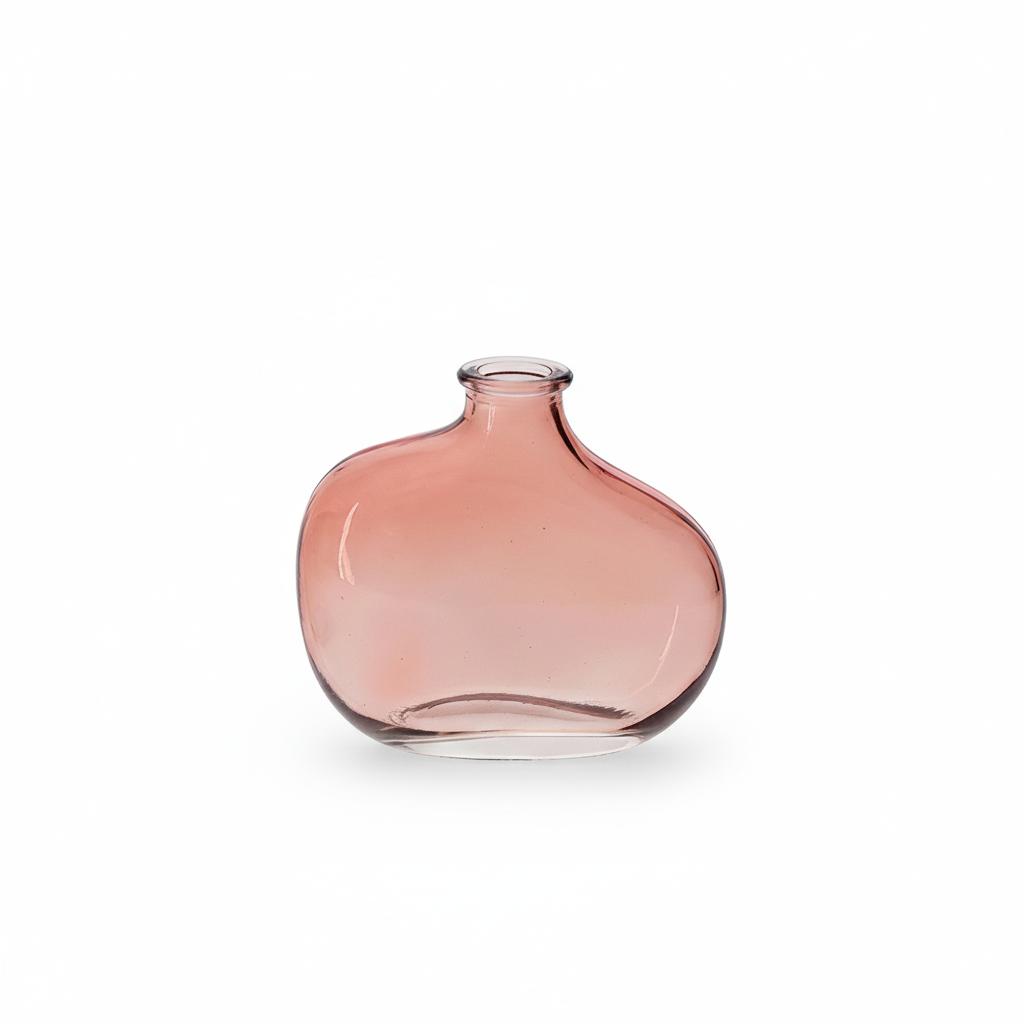 Mini Vaso em Vidro Rosé para Flores