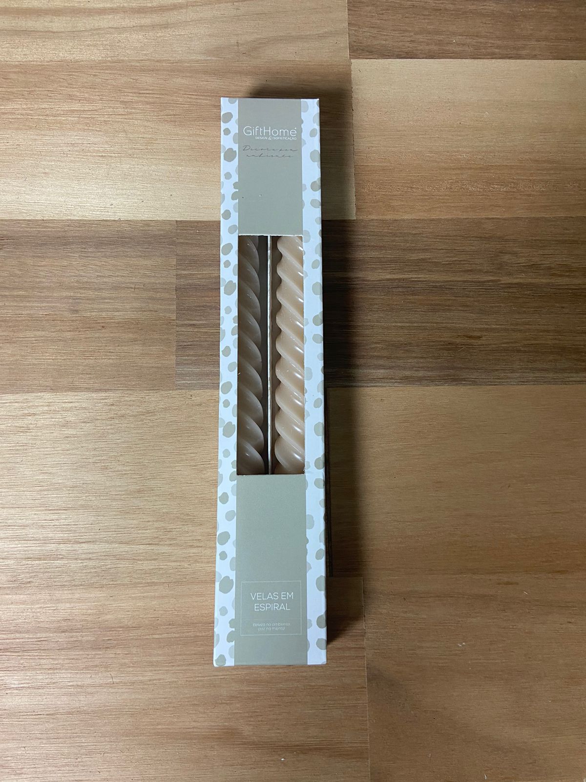 Vela decorativa espiral 25cm c/2 - Bege