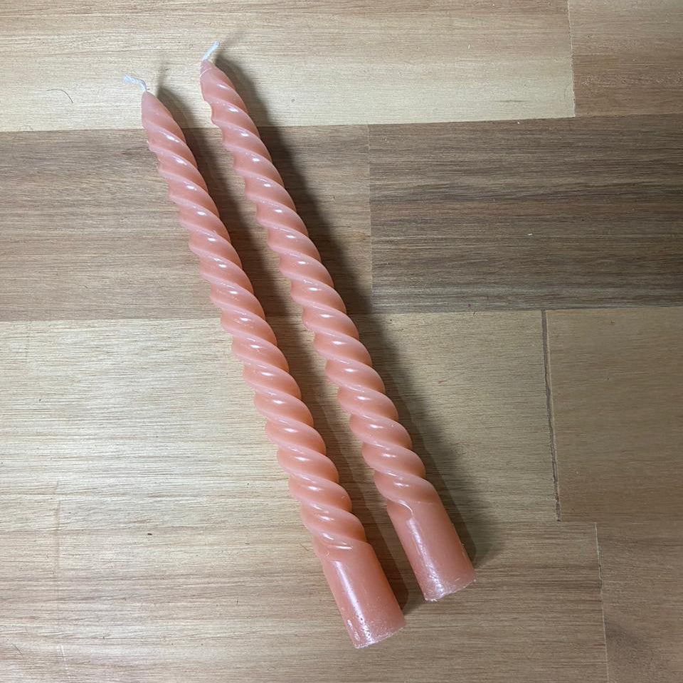 Vela decorativa espiral 25cm c/2 - Rosa