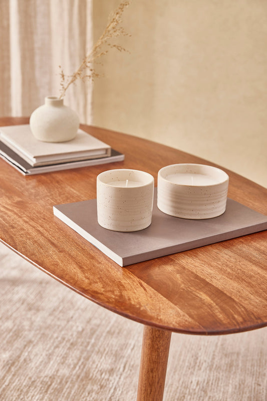 Vela Decorativa em Cerâmica 7,5 cm | Estilo Clean: Aconchego e Elegância nos Pequenos Detalhes
