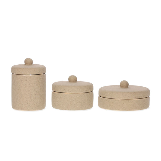 Kit 3 Potes Decorativos Bege para Organização: Organização Inteligente com Elegância e Versatilidade
