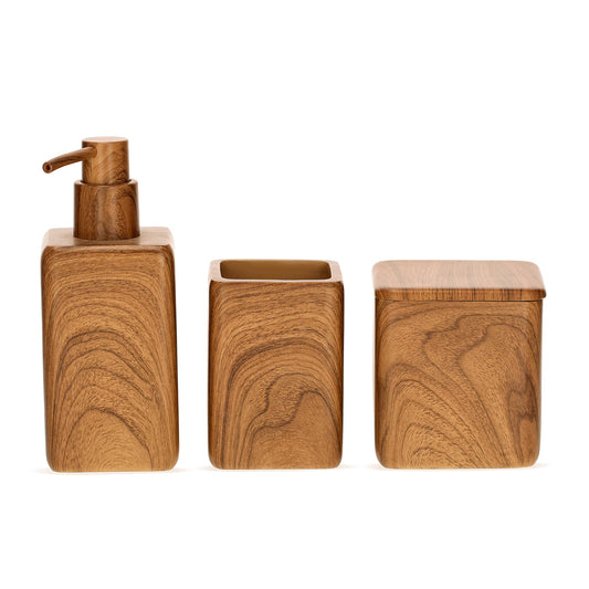 Conjunto para Banheiro em Polirresina Estilo Madeira: Aconchego Natural para Banheiros e Lavabos