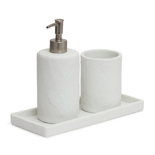 Conjunto de Banheiro Branco em Polirresina Texturizada: Elegância, Organização e Leveza para o Seu Banheiro