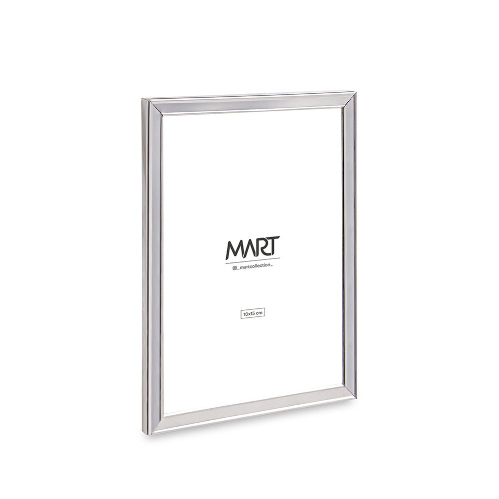 Porta-Retrato em Metal Prata com Borda Detalhada | Minimalista e Elegante