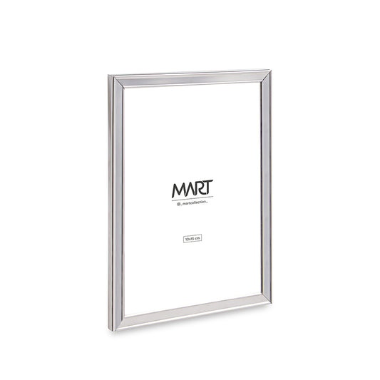 Porta-Retrato em Metal Prata com Borda Detalhada | Minimalista e Elegante