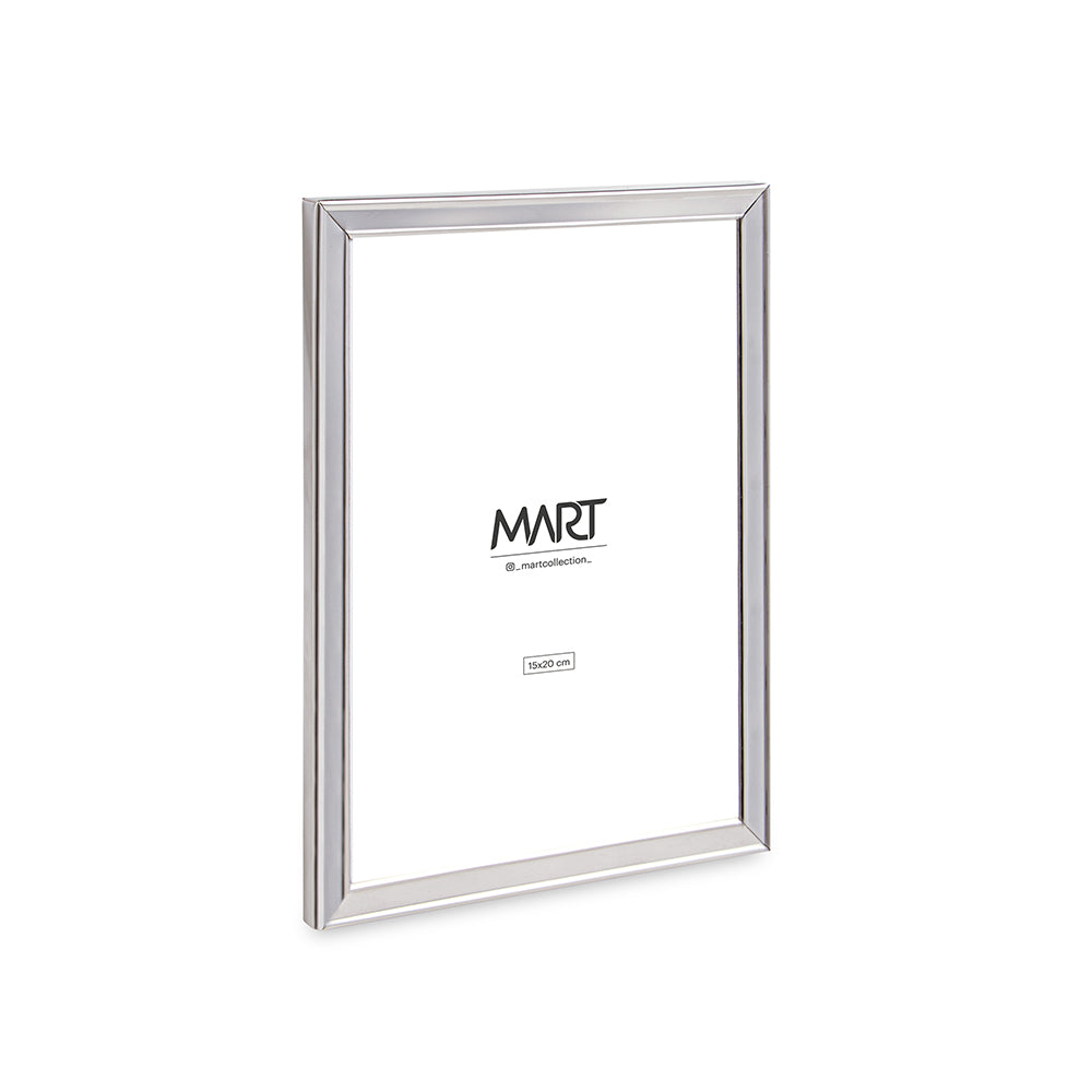 Porta-Retrato em Metal Prata com Borda Detalhada | Minimalista e Elegante