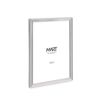 Porta-Retrato em Metal Prata com Borda Detalhada | Minimalista e Elegante