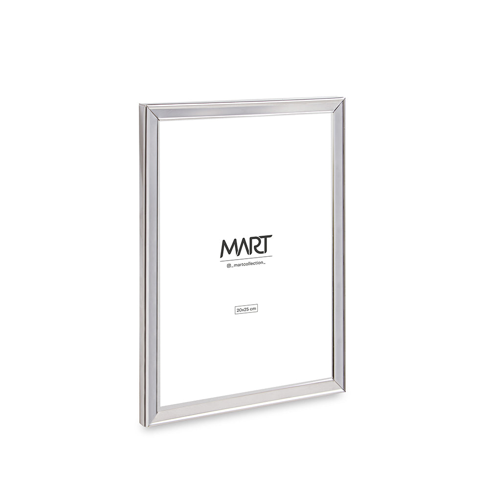 Porta-Retrato em Metal Prata com Borda Detalhada | Minimalista e Elegante