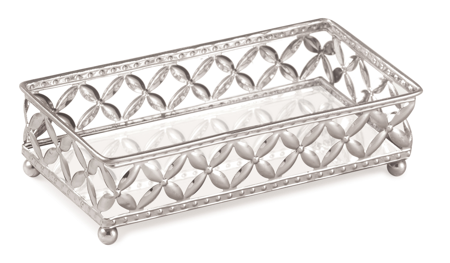 Bandeja em Metal com Detalhe Prata Decorativa