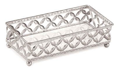 Bandeja em Metal com Detalhe Prata Decorativa
