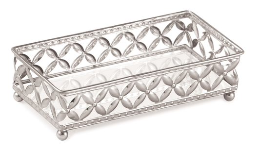 Bandeja em Metal com Detalhe Prata Decorativa