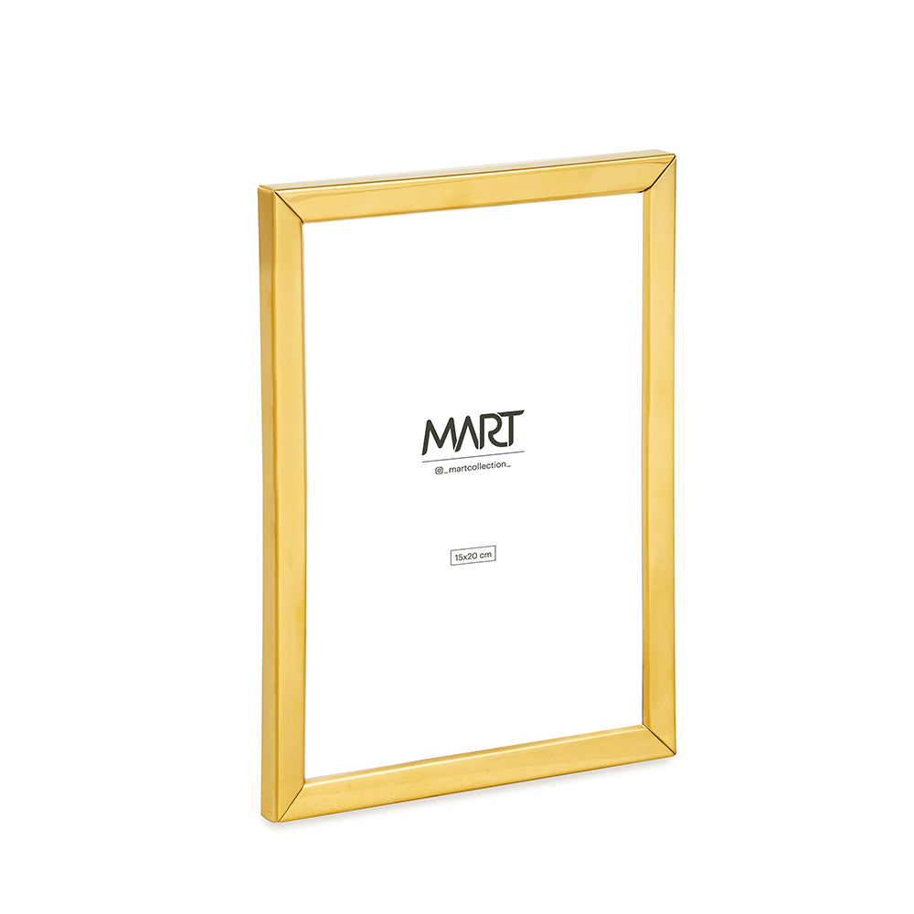 Porta-Retrato Metal Dourado Borda Lisa Decorativo