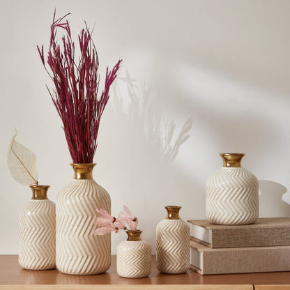 Vaso Decorativo Branco e Dourado – 14cm
