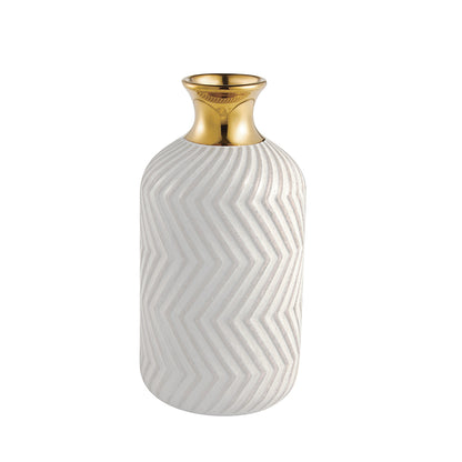 Vaso Decorativo Branco e Dourado – 14cm