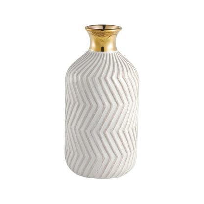 Vaso Decorativo Branco e Dourado – 18 cm