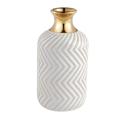 Vaso Decorativo Branco e Dourado – 23 cm