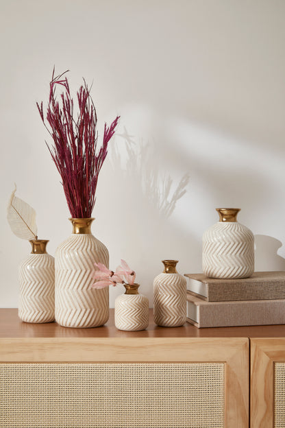 Vaso Decorativo Branco e Dourado – 23 cm