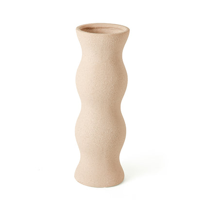 Vaso Decorativo em Cerâmica Bege Alongado 33cm