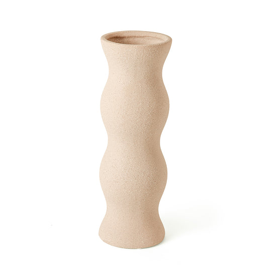 Vaso Decorativo em Cerâmica Bege Alongado 33cm