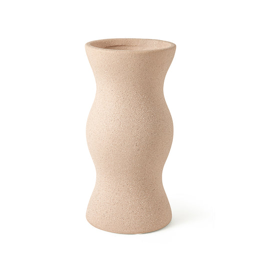 Vaso Decorativo em Cerâmica Bege Alongado 22,5cm