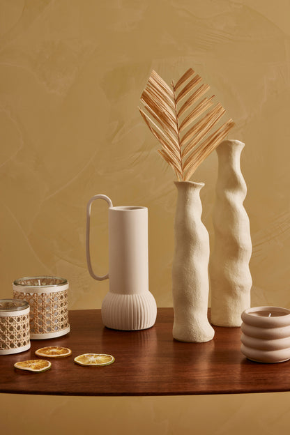 Porta-Velas em Vidro e Fibra Natural 8cm Decor