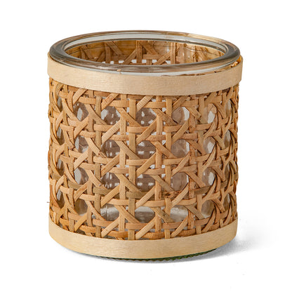 Porta-Velas em Vidro e Fibra Natural 8cm Decor