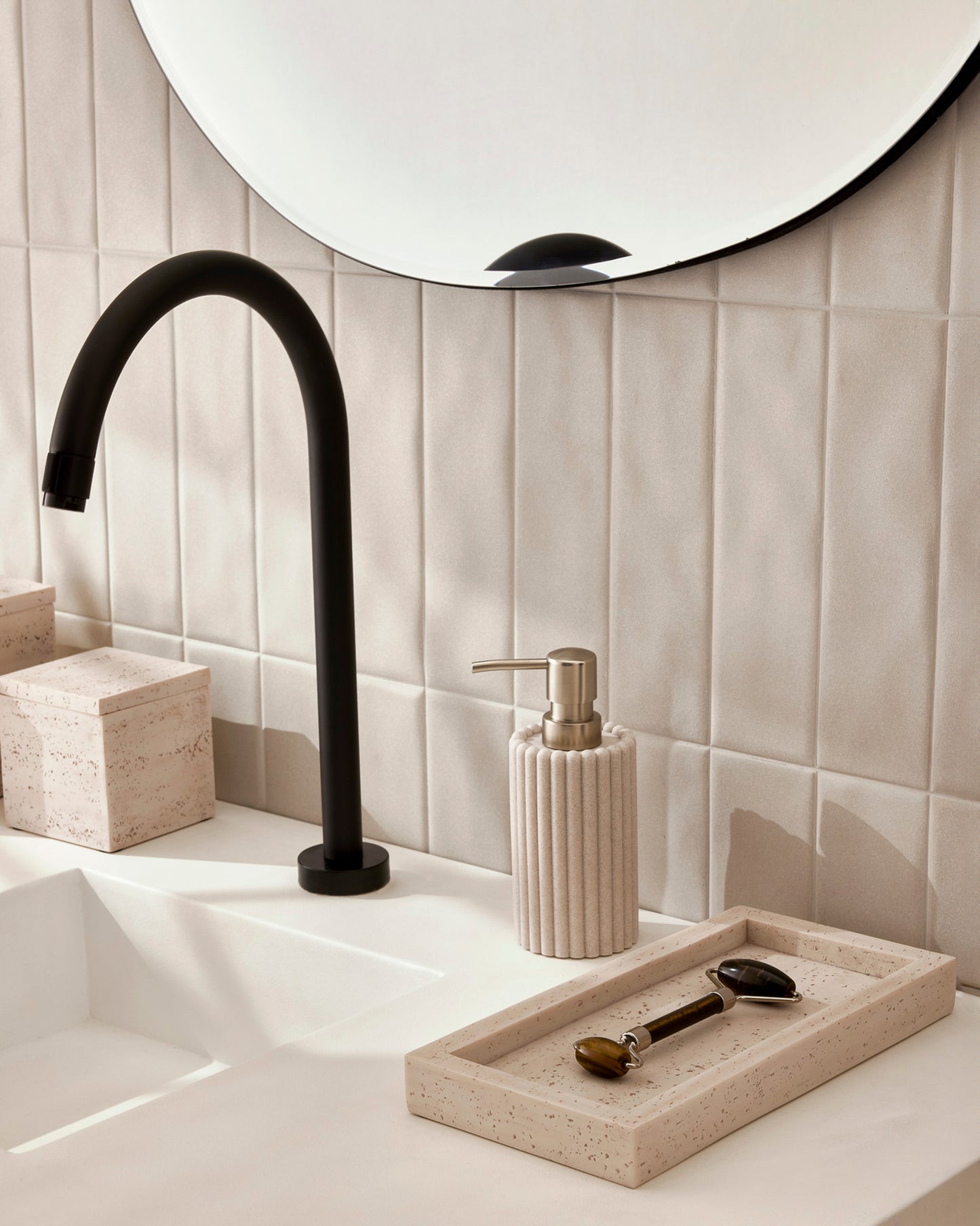 Bandeja Rosé Texturizada para Lavabo Decorativa