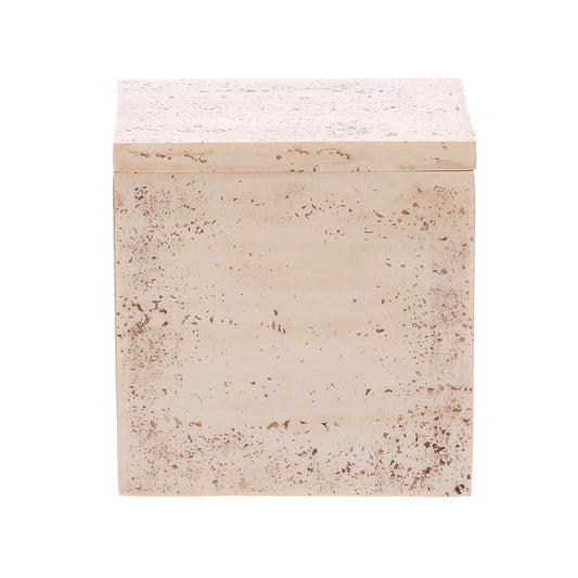 Caixa Decorativa Quadrada Rosé com Tampa Texturizada
