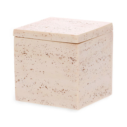 Caixa Decorativa Quadrada Rosé com Tampa Texturizada