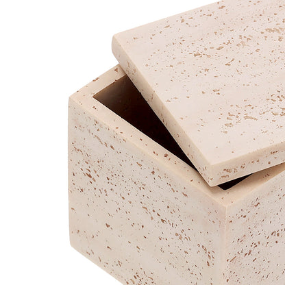 Caixa Decorativa Quadrada Rosé com Tampa Texturizada