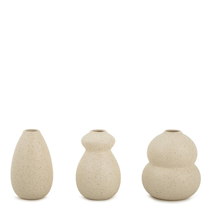 Conjunto 3 Mini Vasos em Cerâmica Bege