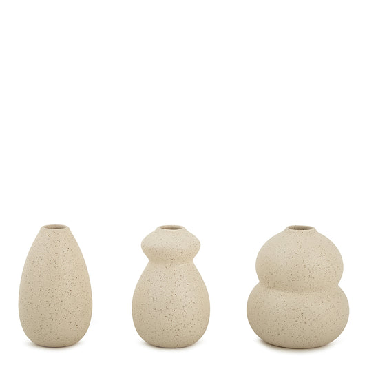 Conjunto 3 Mini Vasos em Cerâmica Bege
