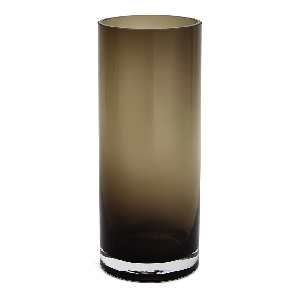 Vaso Decorativo em Vidro Escuro Cilíndrico para Flores e Plantas G