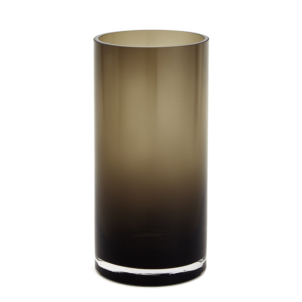 Vaso Decorativo em Vidro Escuro Cilíndrico para Flores e Plantas M