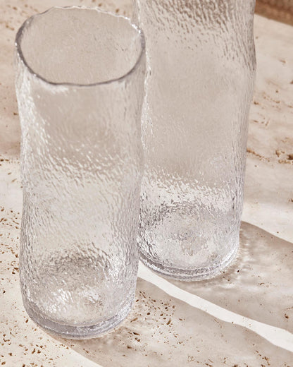 Vaso de Vidro Cilíndrico Texturizado 38 cm