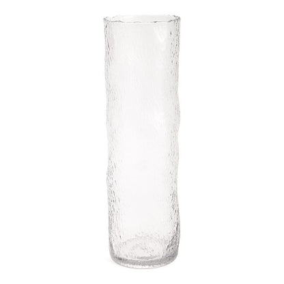 Vaso de Vidro Cilíndrico Texturizado 38 cm
