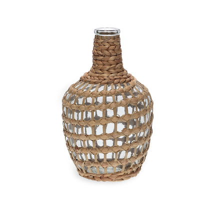 Vaso Decorativo em Vidro com Fibra Natural 31cm