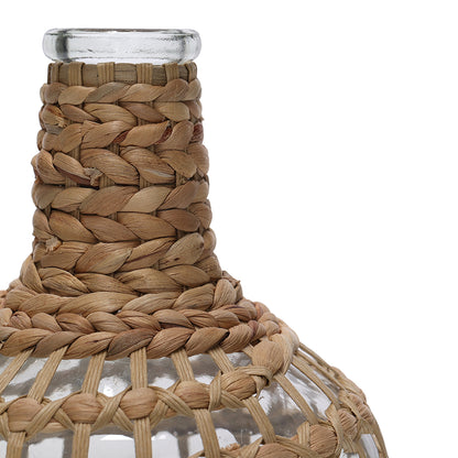 Vaso Decorativo em Vidro com Fibra Natural 31cm